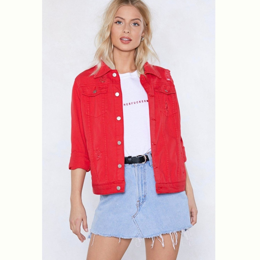 Nasty Gal Distressed Denim Jacket